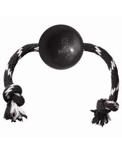 Kong Extreme Bal - met Touw - Honden Speelgoed - Zwart Wit - Ø 7.5 cm