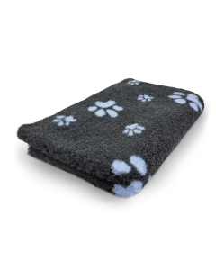 Vet Bed - Kleine en Grote Voetprint - Antraciet & Lichtblauw - Antislip Hondenmat