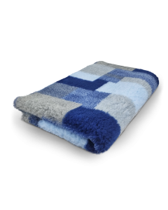 Vet Bed Patchwork - Lichtblauw, Grijs & Antraciet - Antislip Hondenmat