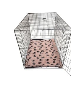 Topmast Bench Zwart | Compleet + Beige Print Vet Bed + rvs cup