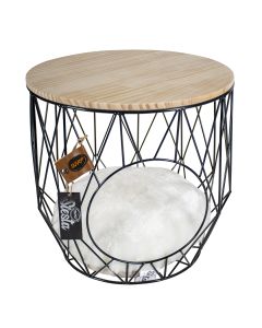 Metalen Mand Caviar - Met tafelblad - Zwart - 33 x 33 x 39 cm