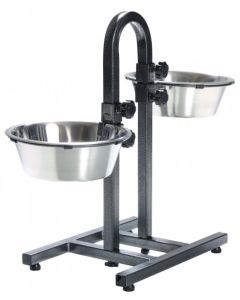 Topmast Verstelbare Voederstandaard + 2 Rvs Bakken 25cm Antraciet - U shape