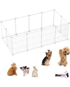 RETOUR MaxxPet Kleine Dierenren - 140x70x35 cm - Moduleerbare Ren - Konijnenren - Wit