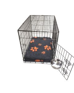 Topmast Bench Zwart | Compleet + Antraciet Vet Bed XSoft Oranje print + Rvs cup