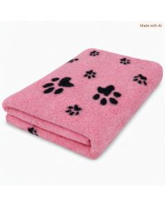 Vet Bed - Kleine en Grote Voetprint - Roze Zwart - Antislip Hondenmat