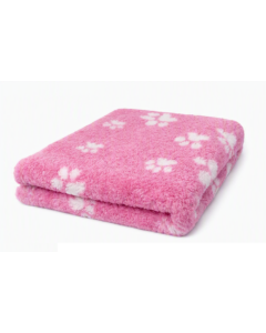 Vet Bed - Kleine en Grote Voetprint - Roze Wit - Antislip Hondenmat