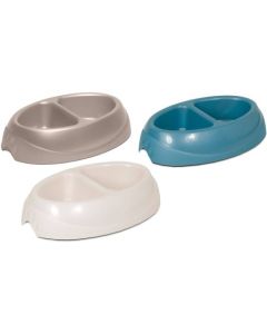Dubbele voerbak wit 33x21cm