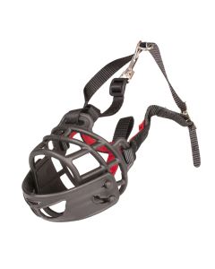 Hondenmuilband rubber Zwart/rood