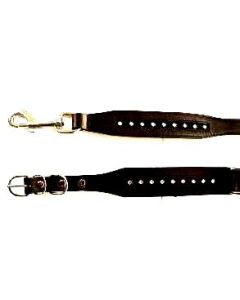 Leren Hondenriem + Halsband Zwart Square