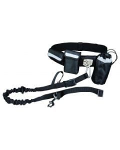 Looplijn met heupriem hands free Zwart 60-120 cm x 25 mm