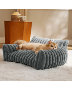 Topmast Sofa - Geribbelde Pluche - Antraciet - 76 x 51 x 25 cm