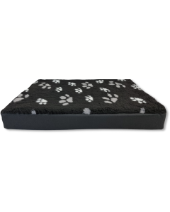 Topmast Hondenmatras - Furfleece Blokkussen - XXL 150 x 100 x 10 cm - Zwart met Pootafdruk