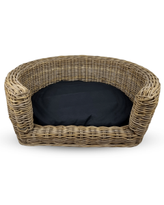 Palermo KUBU Rieten Hondenmand Rond 87 x 80 x 33 cm + Zwart kussen